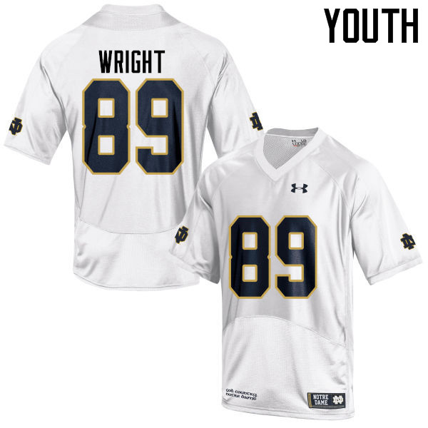 Youth #89 Brock Wright Notre Dame Fighting Irish College Football Jerseys-White - Click Image to Close